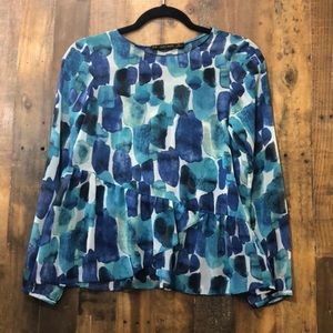 Zara blue chiffon blouse